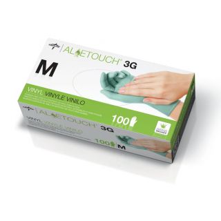 Medline Aloetouch 3g Powder free Latex free Vinyl Exam Gloves, Medium (case Of 1,000)