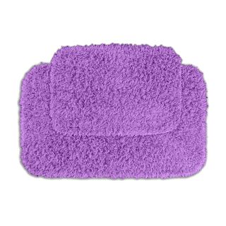 Quincy Super Shaggy Purple Washable Bath Rugs (set Of 2)