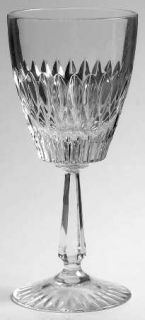 Unknown Crystal Unk9805 Water Goblet   3 Rows Vertical Cut,Multisided Stem