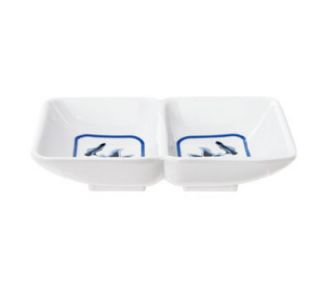 GET 2 Compart Sauce Dish, 1 oz per Compart, Melamine, Dynasty Water Lily