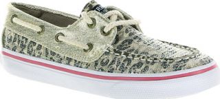 Girls Sperry Top Sider Bahama   Champagne Leopard Canvas/Sequins Casual Shoes
