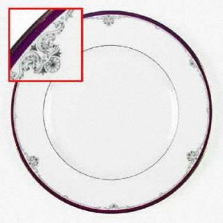 Royal Doulton Cambridge Dinner Plate, Fine China Dinnerware   Red Band, Gray Scr