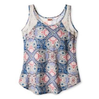 Mossimo Supply Co. Juniors Lace Trim Tank   Blue Floral M(7 9)