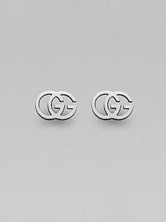 Gucci 18K White Gold Double G Earrings   White Gold