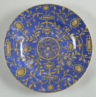 222 Fifth (PTS) Pilar Blue Salad Plate, Fine China Dinnerware   Gold Floral Vine
