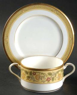 Noritake Golden Pageantry Cream Soup Bowl & Bread Plate/Saucer Set, Fine China D
