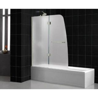 Dreamline SHDR314858604FR2 Bathtub Shower Door, 48W x 58H Aqua Hinged Bathtub Door, Right Wall Installation Frosted, Brushed Nickel
