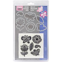 Sizzix Framelits Flowers And Butterflies Dies With Clear Stamps (pack Of 7)