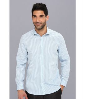Calvin Klein L/S Yarn Dyed On End Stripe Shirt Mens Long Sleeve Button Up (Blue)