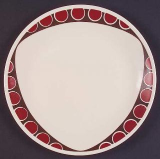 Corning Kitu Dinner Plate, Fine China Dinnerware   Livingware, Brown Arc, Red Do