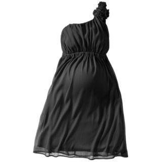Merona Maternity One Shoulder Rosette Dress   Black S