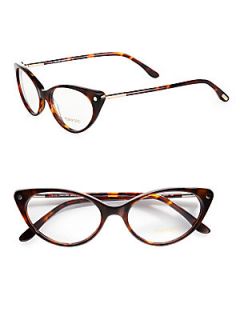 Tom Ford Eyewear Modern Cats Eye Plastic Eyeglasses   Havana