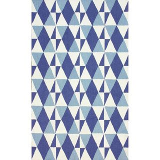 Nuloom Handmade Wool Triangle Trellis Blue Rug (83 X 11)
