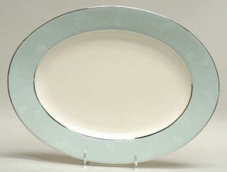 Castleton (USA) Corsage 15 Oval Serving Platter, Fine China Dinnerware   Turquo