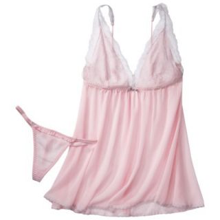 Gilligan & OMalley Womens Yoryu Baby Doll Set with Thong   Light Pink M