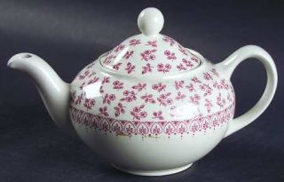 Enoch Wood & Sons Provence Pink Individual Teapot & Lid, Fine China Dinnerware  