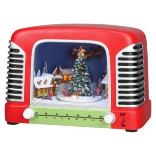 Retro Radio with Christmas Scene Figure