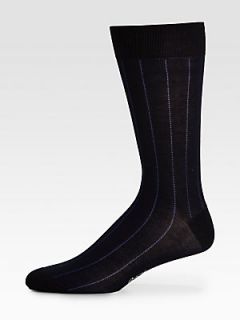 Brioni Double Track Stripe Socks   Navy