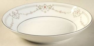 Mikasa Revelry Coupe Soup Bowl, Fine China Dinnerware   Pink Roses, Gray Leaves,