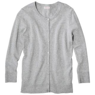 Merona Petites Long Sleeve Crew Neck Cardigan Sweater   Gray LP