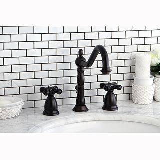 Victorian Oil Rubbed Bronze and Black Widespread Bathroom Faucet