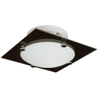 Contemporary Fluorescent 12 inch Square Black/ Frosted Glass Flush Mount Ceiling Light