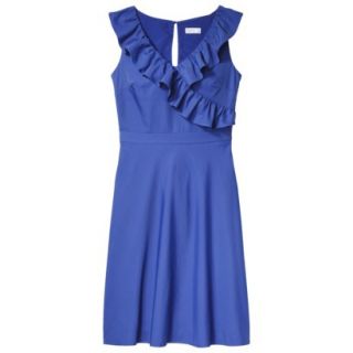 TEVOLIO Womens Plus Size Taffeta V Neck Ruffle Dress   Athens Blue   22W