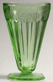 Jeannette Adam Green 9 Oz Footed Tumbler   Green,Square, Depression Glass