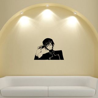 Japanese Manga Boy Costume Gun Vinyl Decal Sticker (Glossy blackDimensions 25 inches wide x 35 inches long )