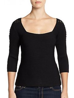 Annabelle Slit Shoulder Sweater   Noir