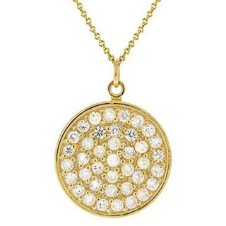 Gold Over Silver Cubic Zirconia Circle Necklace