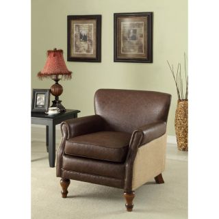 Antique Brown Leather And Natural Jute Club Chair