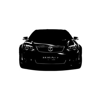 Front view Black Automobile Vinyl Wall Art Decal (BlackEasy to applyDimensions 22 inches wide x 35 inches long )