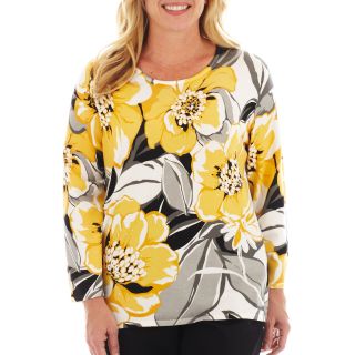 Alfred Dunner Monte Carlo Floral Print Sweater   Plus, Womens