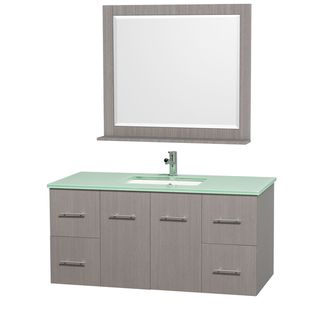 Centra Grey Oak/ Green Glass 48 inch Single Bathroom Vanity Set