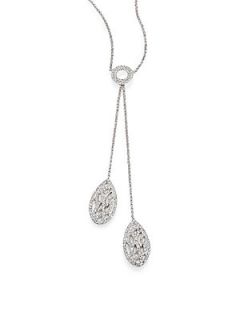 Adriana Orsini Pave Crystal Branch Lariat Necklace   Silver