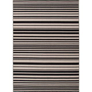Handmade Flat Weave Stripe Pattern Gray/ Black Rug (10 X 14)