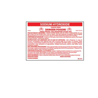 Nmc Hazmat Container Labels For Sodium Hydroxide   5X3 1/4