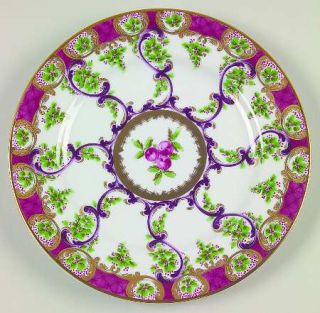 Sadek Manvers Scroll Salad/Dessert Plate, Fine China Dinnerware   Red Band/Berri