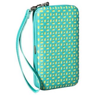 Hard Perforated Cell Phone Case Wallet with Removable Wristlet Strap   Green
