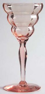 Unknown Crystal Unk7115 Pink Wine Glass   Pink Stem,Rippled Bowl,Optic,No Trim