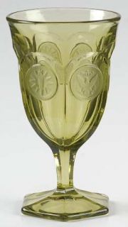 Fostoria Coin Glass Olive Green Wine Glass   Stem #1372, Olive   Green