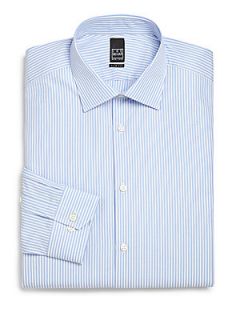 Ike Behar Slim Fit Bengal Stripe Dress Shirt   Blue