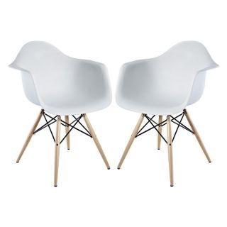 Modway Pyramid Dining Arm Chairs   Set of 2   White   EEI 929 WHI