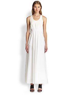 3.1 Phillip Lim Silk Gathered Waist Maxi Dress   White