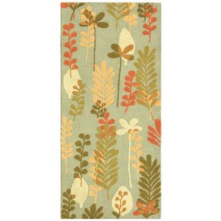 Handmade Ferns Contemporary Light Blue Wool Runner (26 X 6) (BluePattern FloralMeasures 0.625 inch thickTip We recommend the use of a non skid pad to keep the rug in place on smooth surfaces.All rug sizes are approximate. Due to the difference of monito