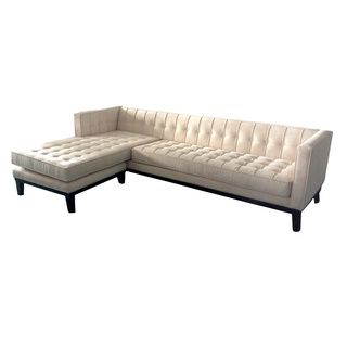 Roxbury Cream/ Black Tufted Sectional