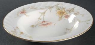Gorham Trellis Rim Soup Bowl, Fine China Dinnerware   Pastel Flowers, Swirled, G