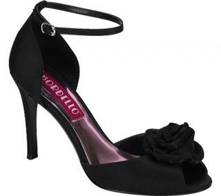 Womens Bordello Rosa 02   Black Satin Ornamented Shoes