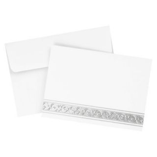 Silver Filigree Foil Note Cards   White